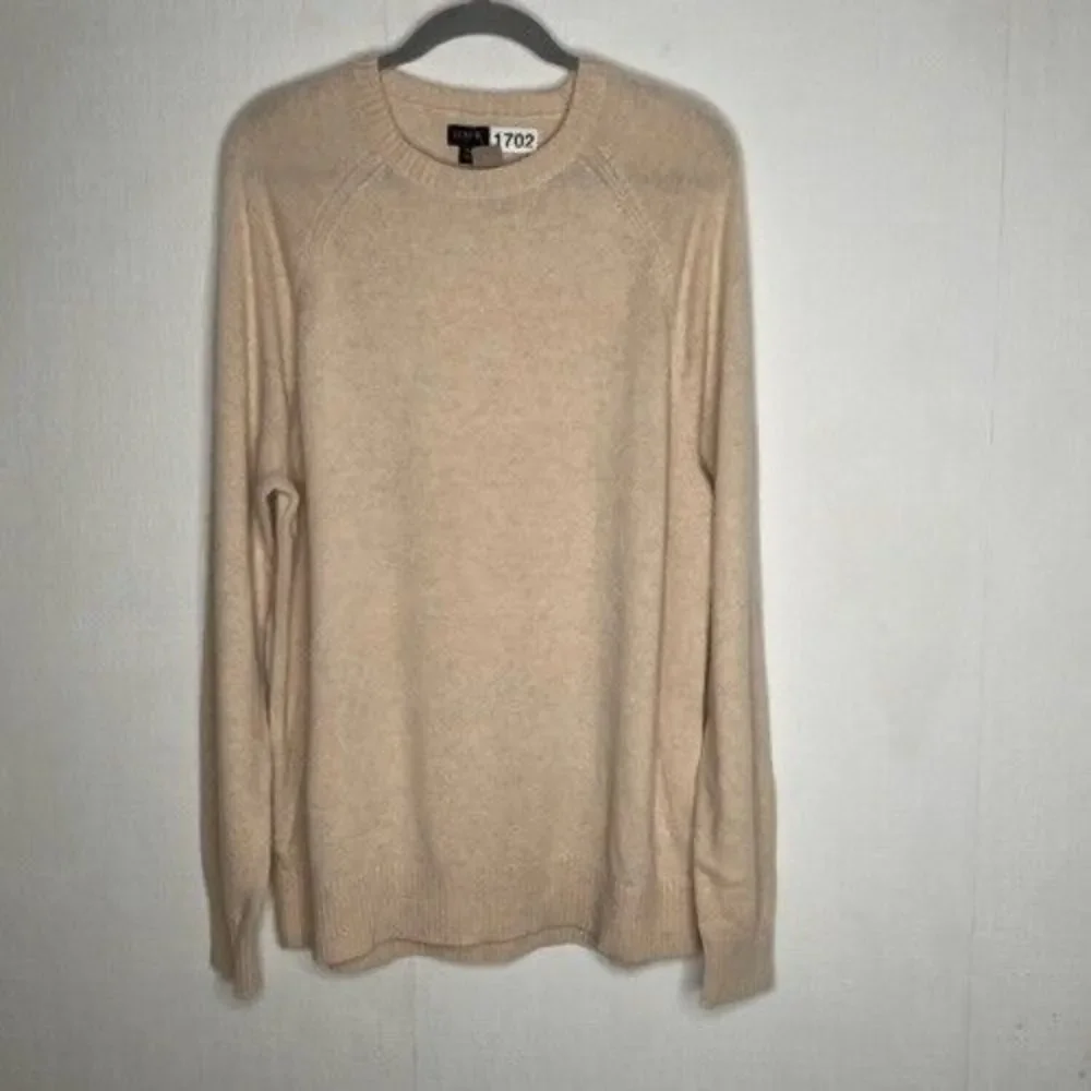 NWT J.Crew Long Sleeve Lambswool Blend Crewneck Office Sweater Men Size XL Cream